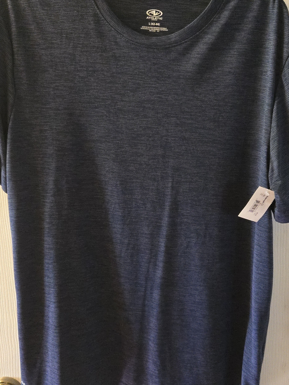 Athletic Works Men's Heathered Navy Short-Sleeve Crew Tee